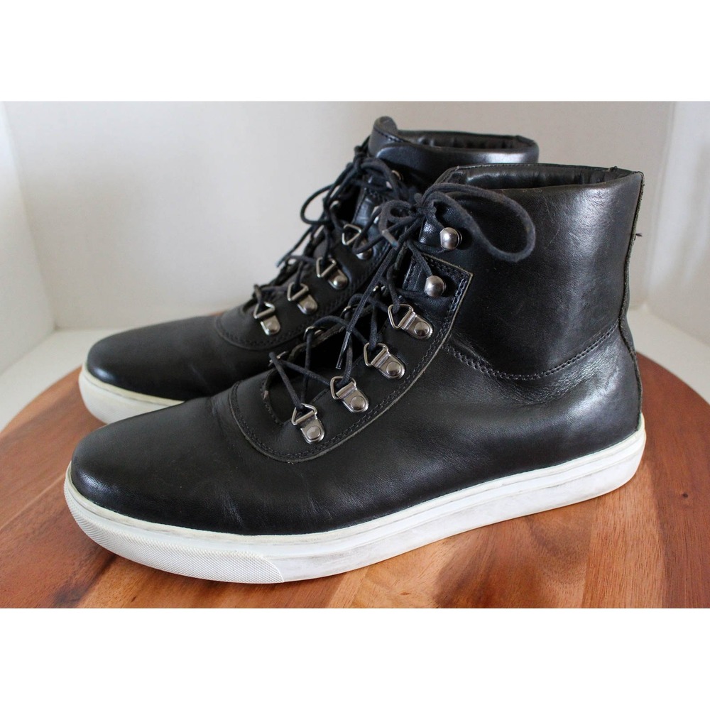 HELM Boots The Charlie Sneaker Shoes Mens 10.5 Black Leather High Top Brazil